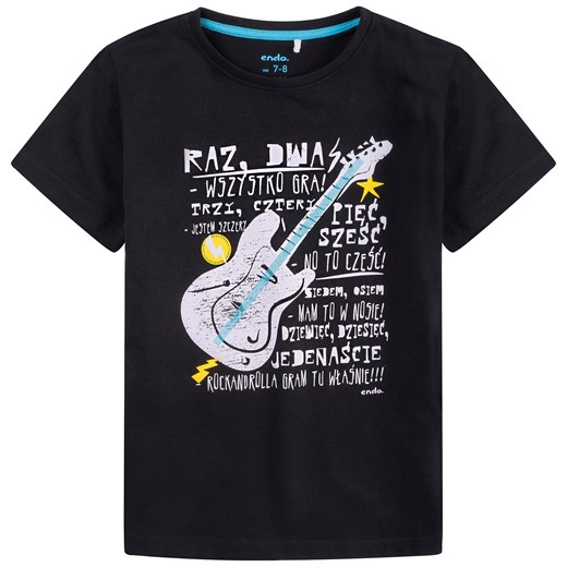 T-shirt dla chłopca 9-13 lat czarny Endo 158-164 okazyjna cena endo.pl 