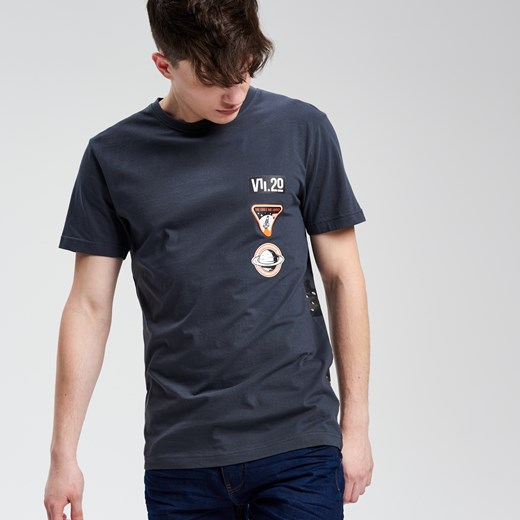 Cropp - T-shirt z naszywkami - Szary Cropp  M 