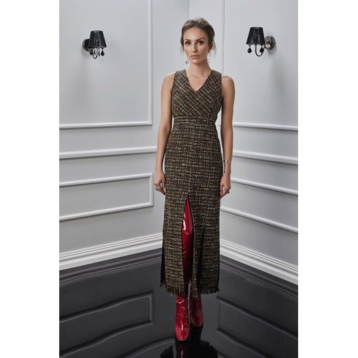 Magdalena Knitter For ZAQUAD Sukienka Maxi Z Tkaniny Chanel szary ZAQUAD 38 fashionality.pl