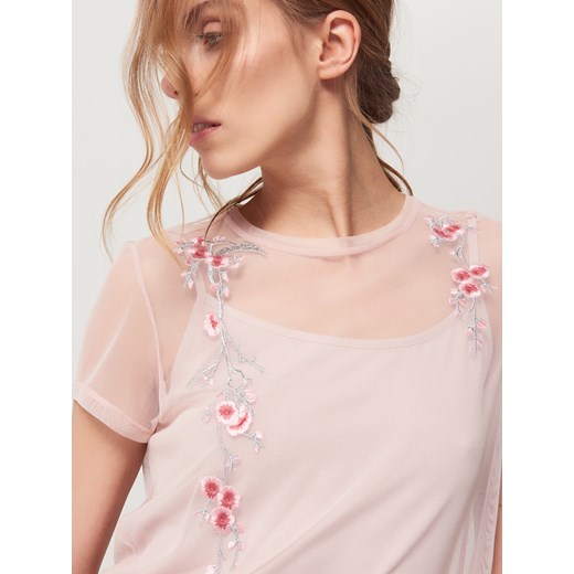 Mohito - Siateczkowa bluzka z topem - Różowy Mohito bezowy XS 