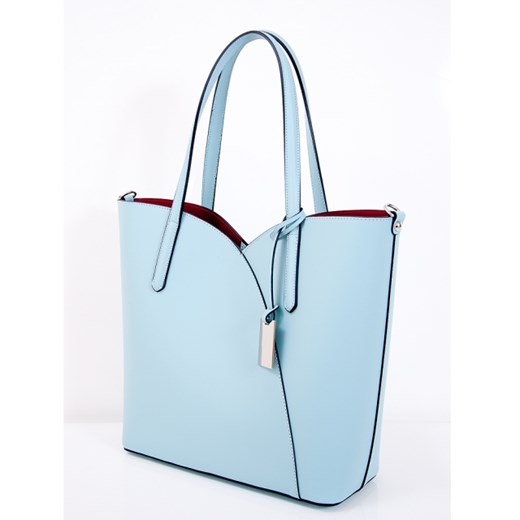 Elegancka torebka damska skórzana VP 30317 Light Blue Vera Bags niebieski Średnie torebki verabags