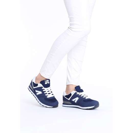 Granatowo-białe Buty Sportowe Anser