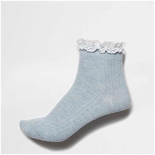 Blue frill cable knit socks  szary River Island  