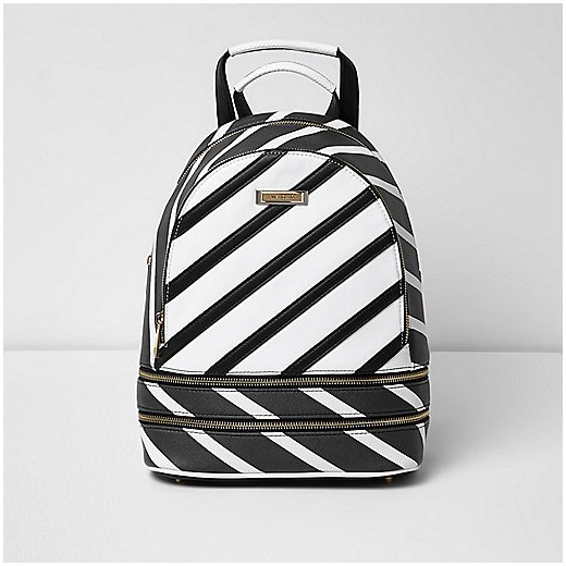 Black stripe print backpack  River Island bialy  