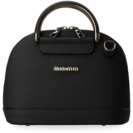 Mały gustowny kuferek usztywniany handbag + gratis brelok-pompon - czarny