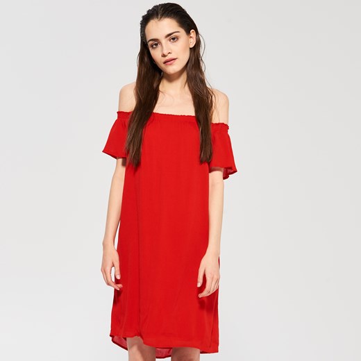 Sinsay - Sukienka z odkrytymi ramionami - Czerwony