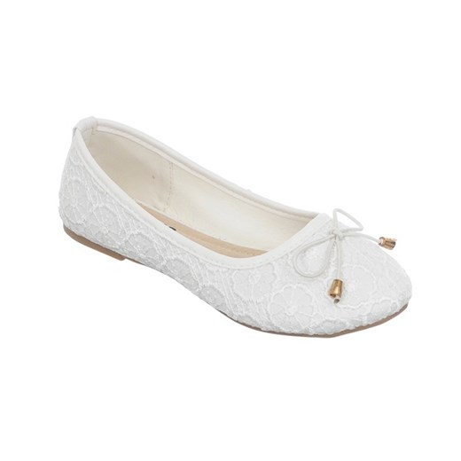 Baleriny dziewczęce białe Family Shoes szary 33 