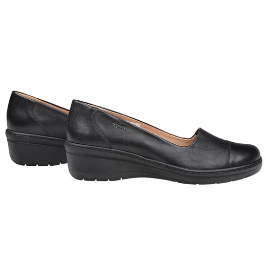 Półbuty AXEL Comfort 1601 Czarne Stretch buty na Haluksy na koturnie