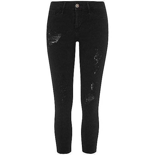 Petite black Molly ripped jeggings 