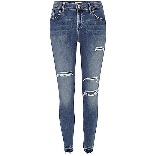Mid blue ripped Amelie super skinny jeans 