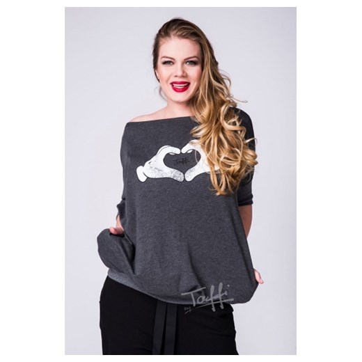 Bluza oversize WEEKEND ŁAPKI grafit szary Taffi 52 karko.pl