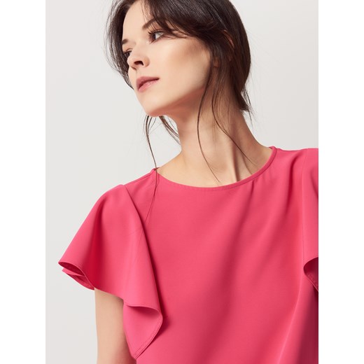 Mohito - Minimalistyczna bluzka z rękawami w formie falbany - Różowy rozowy Mohito 38 