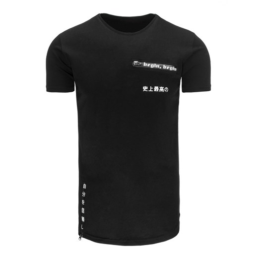 T-shirt męski z nadrukiem czarny (rx1968) Dstreet  L 