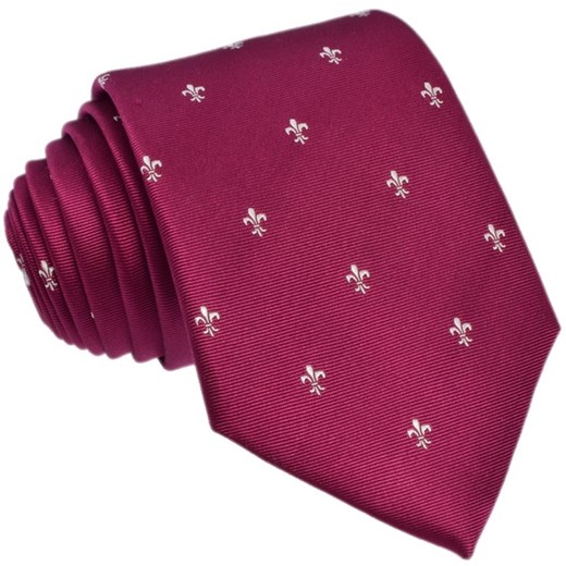 Krawat jedwabny  - lilia  (Fleur de lis) Bordowy czerwony Republic Of Ties  