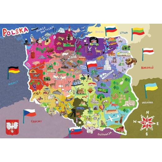 Puzzle POLSKA DLA DZIECI 4+ Zuzu Toys szary  Mumciuch.pl