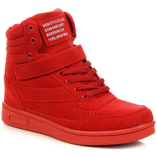 Czerwone sneakersy damskie na koturnie Lu Boo  Lu Boo 35 ButyRaj.pl okazja 