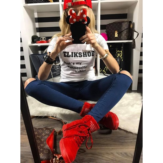 Czerwone sneakersy damskie na koturnie Lu Boo  Lu Boo 39 ButyRaj.pl promocja 