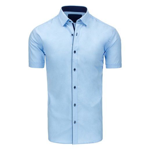 Koszula męska elegancka z krótkim rękawem błękitna (kx0751) Dstreet  M 