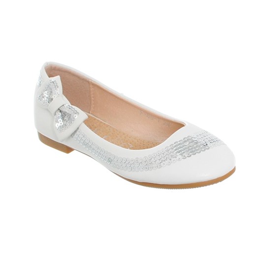 Białe baleriny dziewczęce cekiny 25-30 bezowy Family Shoes 30