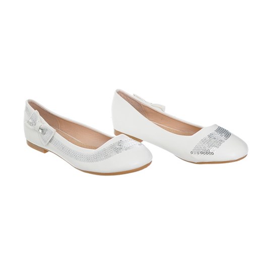 Białe baleriny dziewczęce cekiny 31-36 Family Shoes szary 32 
