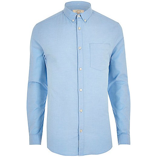 Light blue muscle fit Oxford shirt   River Island  