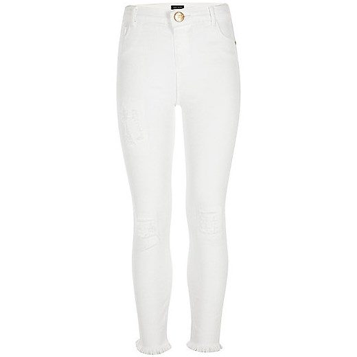Girls white ripped raw hem Molly jeggings  River Island bialy  