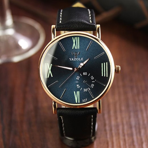 Zegarek męski YAZOLE klasyczna elegancja rzymskie cyfry brazowy TakeShop