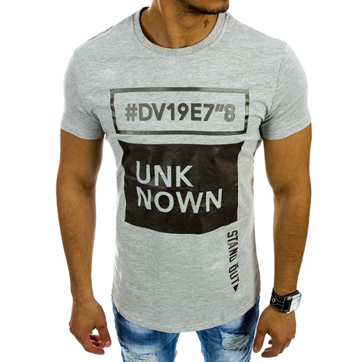 T-shirt męski z nadrukiem szary (rx2112) Dstreet  XL 