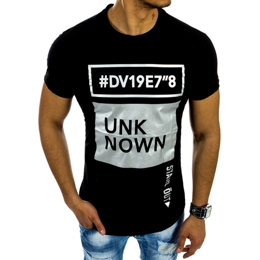 T-shirt męski z nadrukiem czarny (rx2113)  Dstreet XXL 