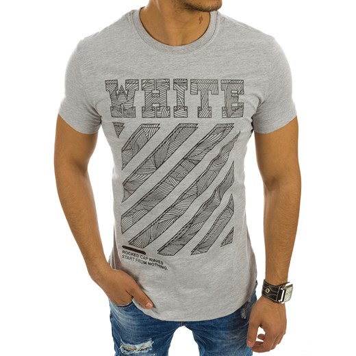 T-shirt męski z nadrukiem szary (rx2143) Dstreet  XL 