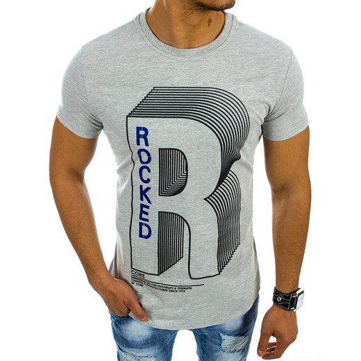 T-shirt męski z nadrukiem szary (rx2135) Dstreet  L 