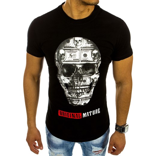 T-shirt męski z nadrukiem czarny (rx2098) Dstreet  M 