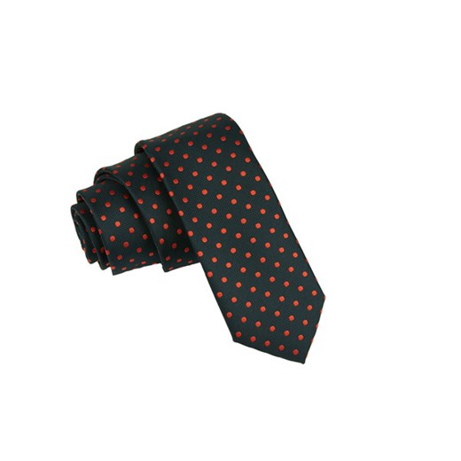 Granatowy w czerwone kropki krawat KRZYSZTOF  6cm