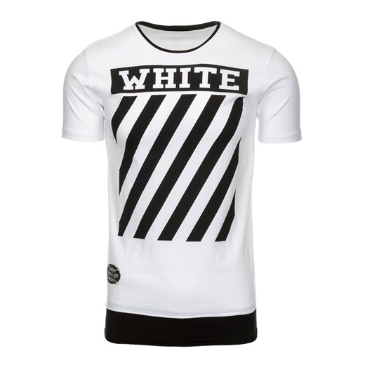 T-shirt męski z nadrukiem biały (rx2174) Dstreet  XXL 