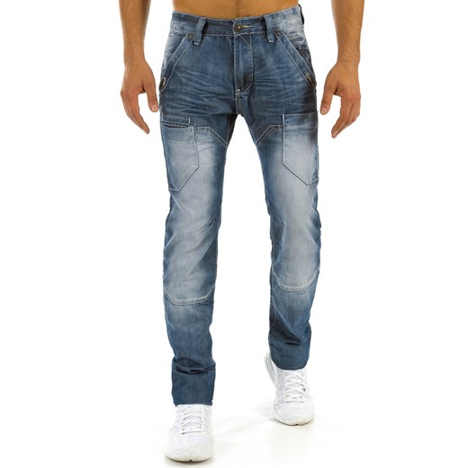 Spodnie jeansowe męskie niebieskie (ux0889) niebieski Dstreet  