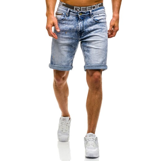 Krótkie spodenki jeansowe męskie jasnoniebieskie Denley 9588  Denley.pl 30  promocyjna cena 