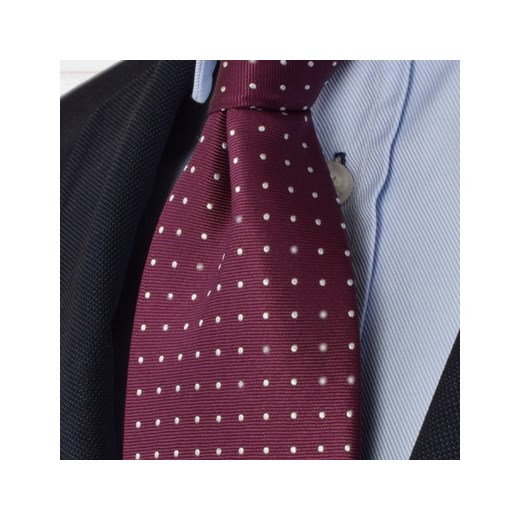 Krawat jedwabny w kropki (bordowy 2)