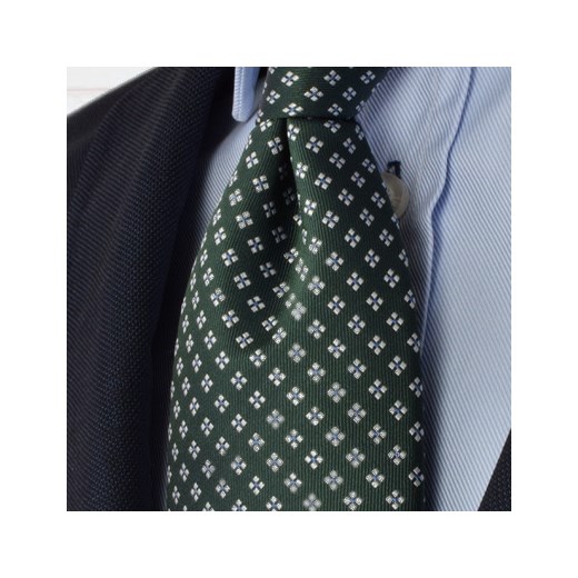 Krawat jedwabny w drobne kwiaty (zielony)