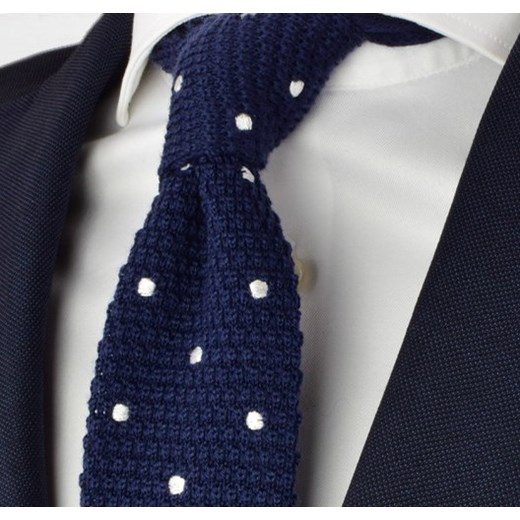 Krawat knit w grochy (granat) granatowy Republic Of Ties  