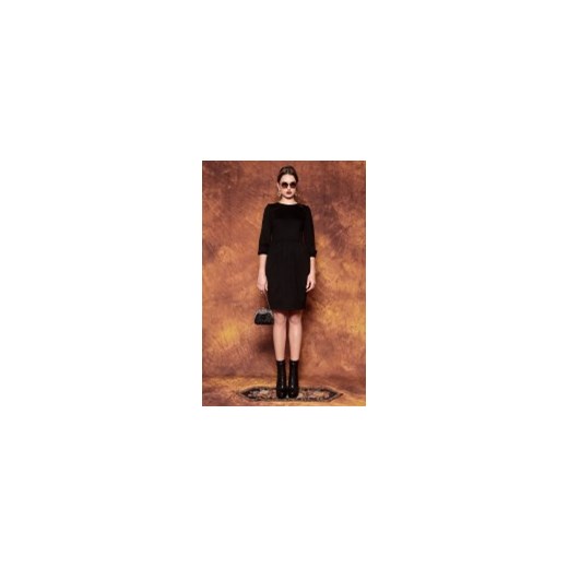 czarna sukienka z bufkami Kasia Miciak Design pomaranczowy  FashionBay