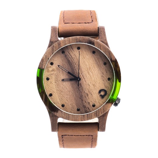 Drewniany zegarek Seria Slick - Orzech - Green