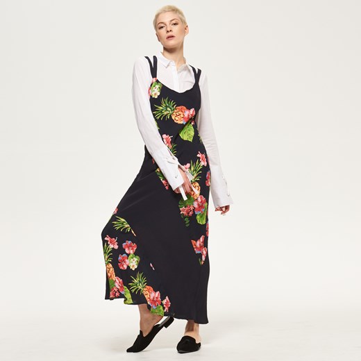 Reserved - Sukienka z kwiatowym motywem - Wielobarwn czarny Reserved 34 