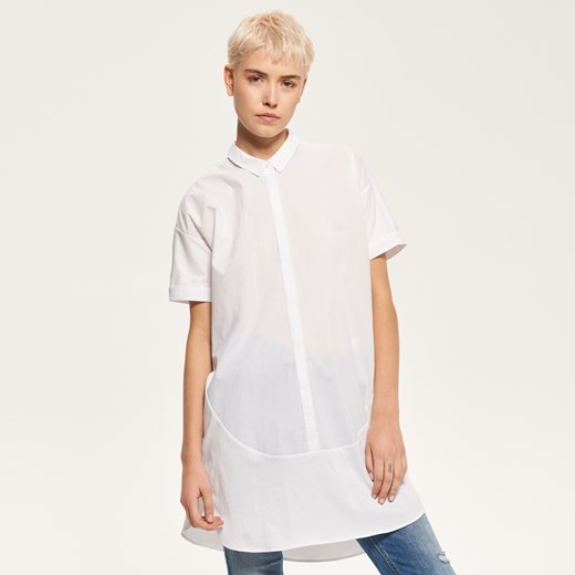 Reserved - Długa koszula z krótkimi rękawami - Biały bezowy Reserved 40 