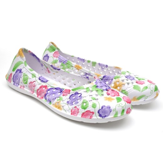 Baleriny piankowe damskie American Club NH-ST6216 white/purple flowers 36 wielobarwny