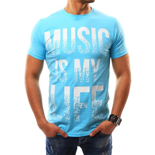T-shirt męski z nadrukiem błękitny (rx2332) Dstreet  M 