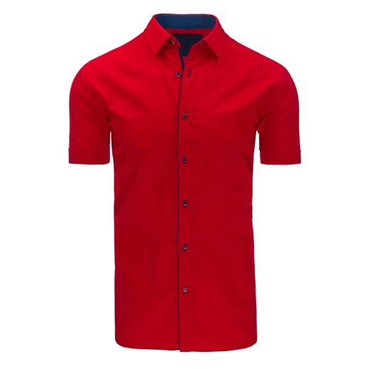 Koszula męska elegancka z krótkim rękawem czerwona (kx0776)  Dstreet XXL 