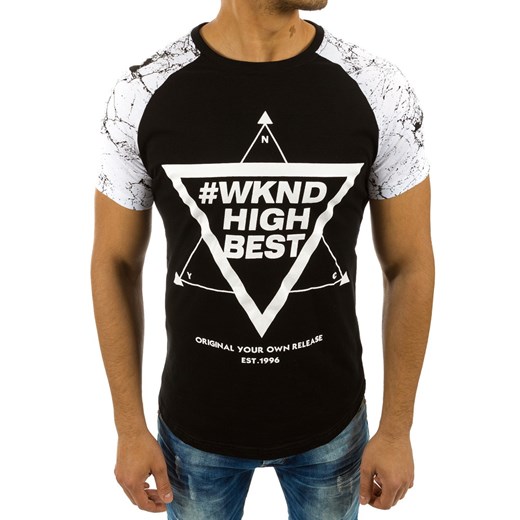 T-shirt męski z nadrukiem czarny (rx2193) Dstreet  M 