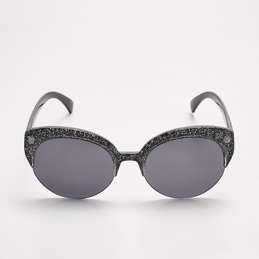 Sinsay - Brokatowe okulary - Czarny Sinsay niebieski One Size 