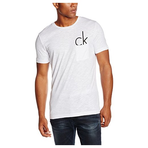 T-shirt Calvin Klein Jeans TYPE CN REGULAR FIT TEE dla mężczyzn, kolor: biały (Bright White 112), rozmiar: XX-Large szary Calvin Klein XXL Amazon