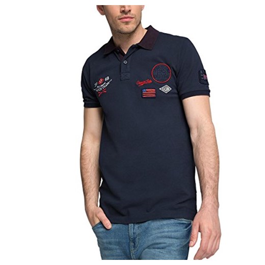 Koszulka polo ESPRIT dla mężczyzn, kolor: niebieski, rozmiar: Medium czarny Esprit M Amazon